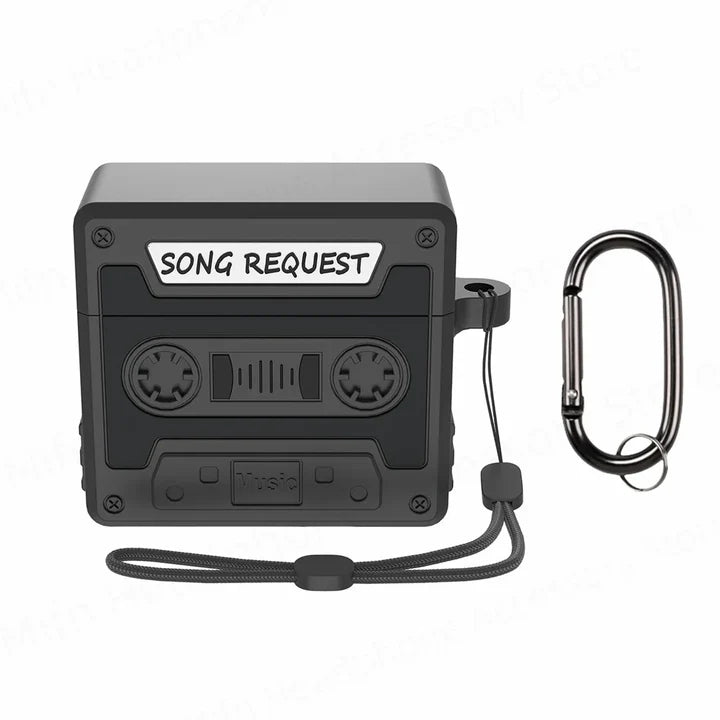 3D Cassette Tape For AirPods with Active Noise Cancellation with Keychain & Lanyard Cartoon Funny Soft Silicone Case